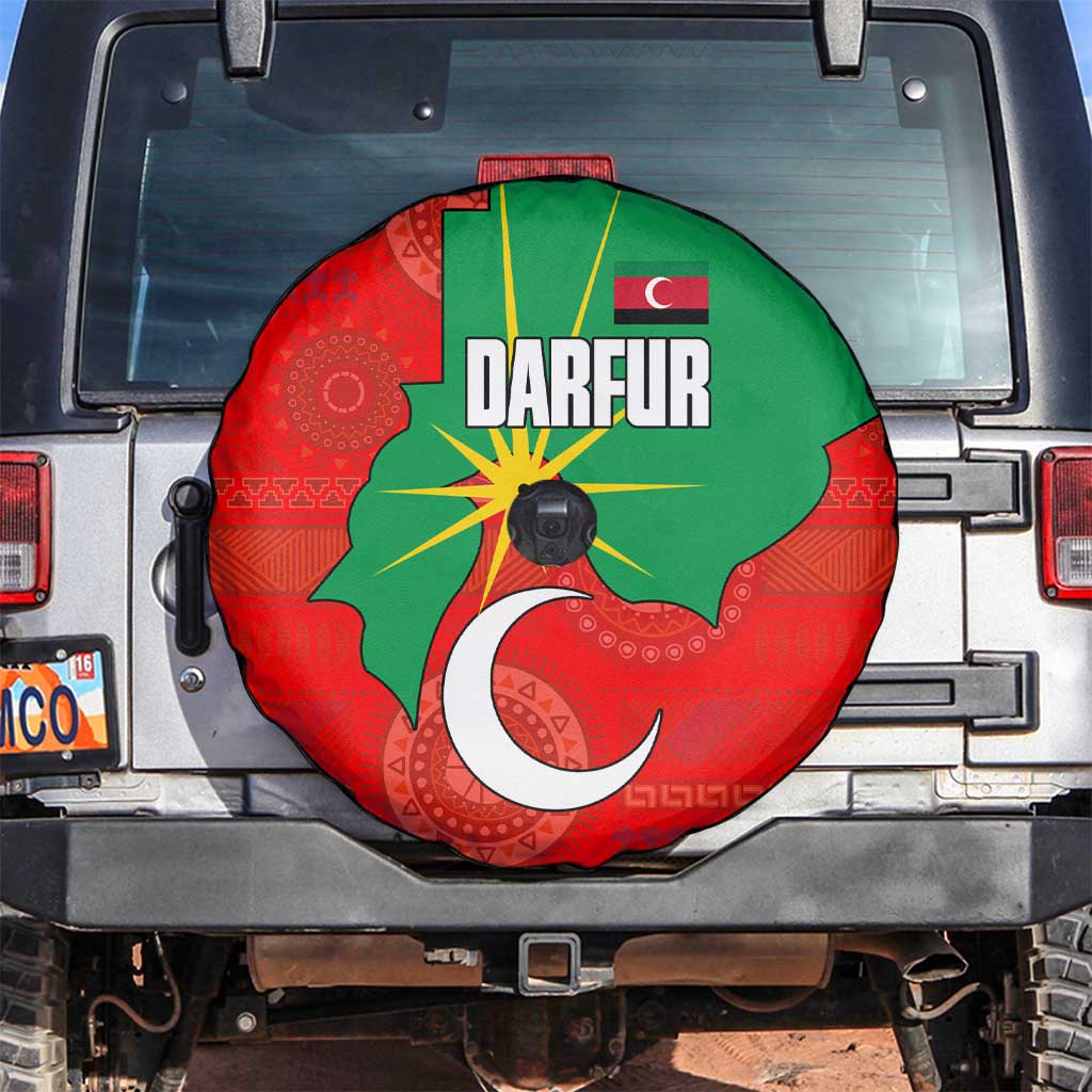 Darfur Sudan Spare Tire Cover with Red Green Yellow Crescent Star - Wonder Print Shop