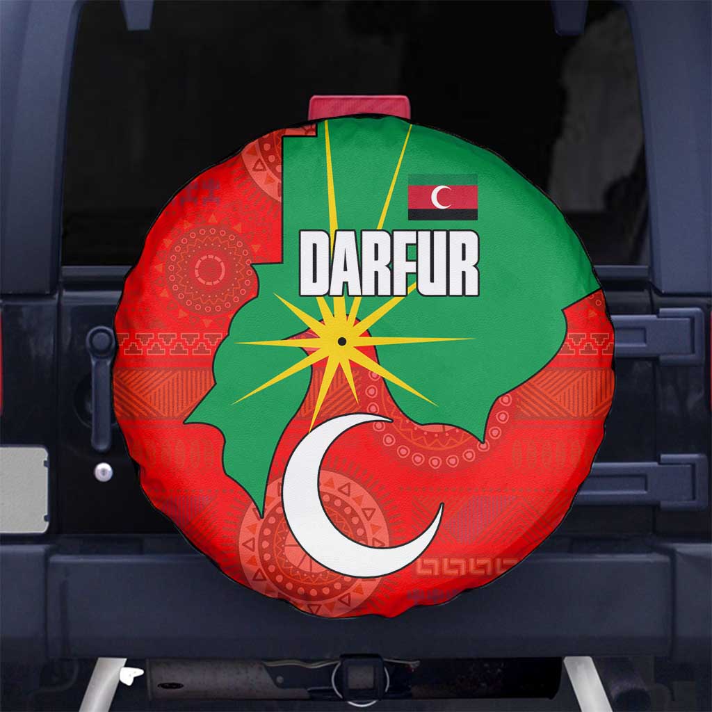 Darfur Sudan Spare Tire Cover with Red Green Yellow Crescent Star - Wonder Print Shop
