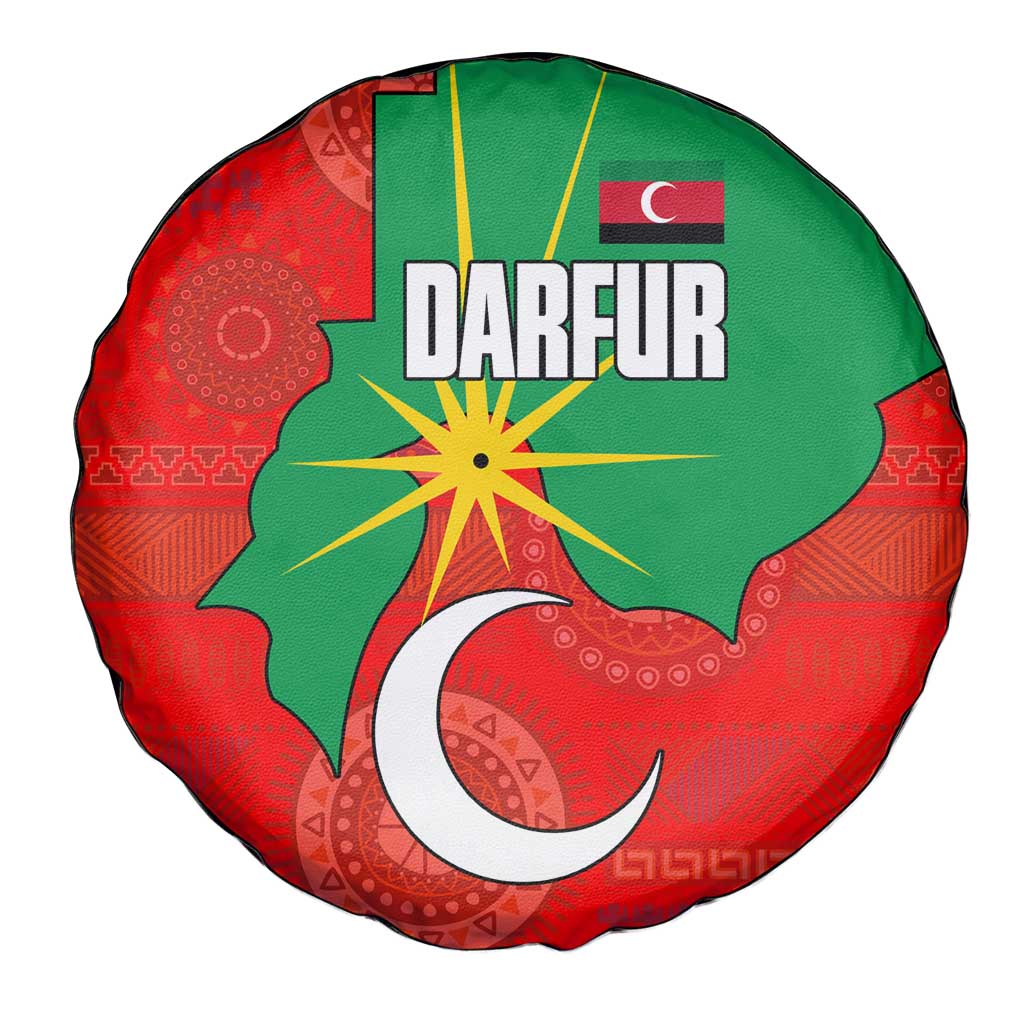 Darfur Sudan Spare Tire Cover with Red Green Yellow Crescent Star - Wonder Print Shop