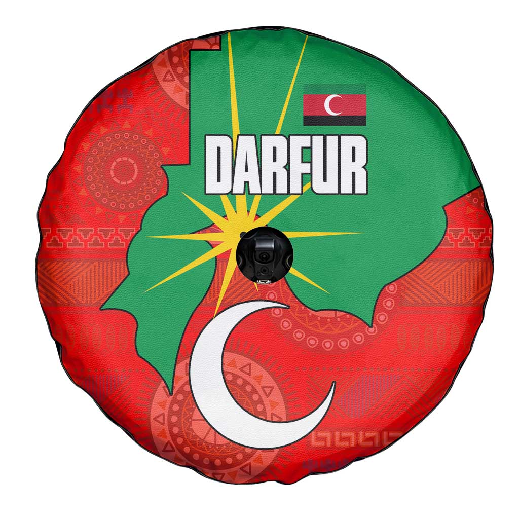 Darfur Sudan Spare Tire Cover with Red Green Yellow Crescent Star - Wonder Print Shop