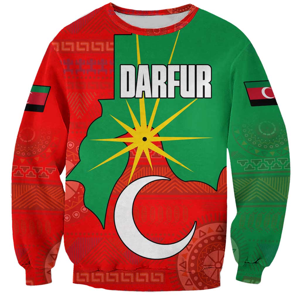 Darfur Sudan Sweatshirt with Red Green Yellow Crescent Star - Wonder Print Shop