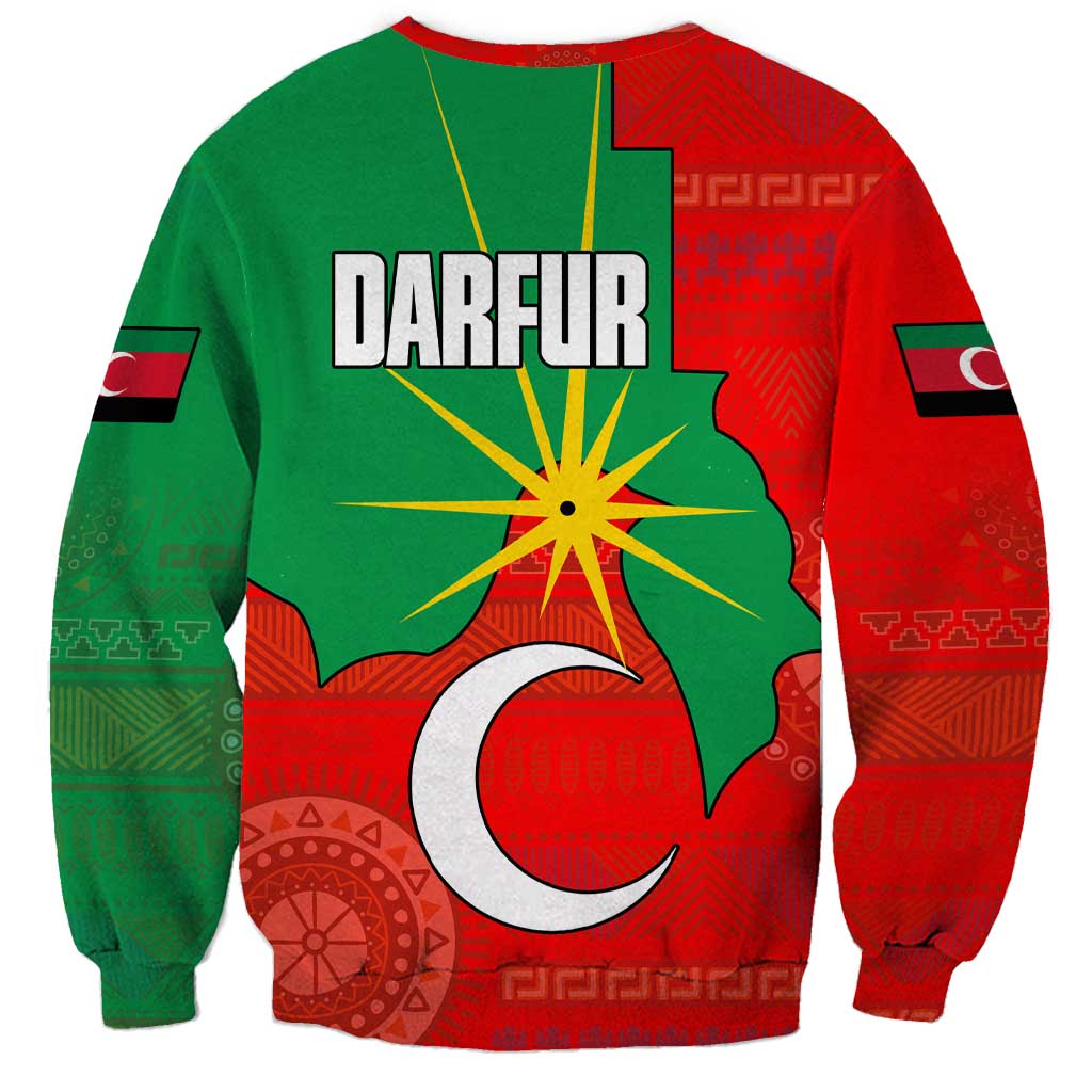 Darfur Sudan Sweatshirt with Red Green Yellow Crescent Star - Wonder Print Shop