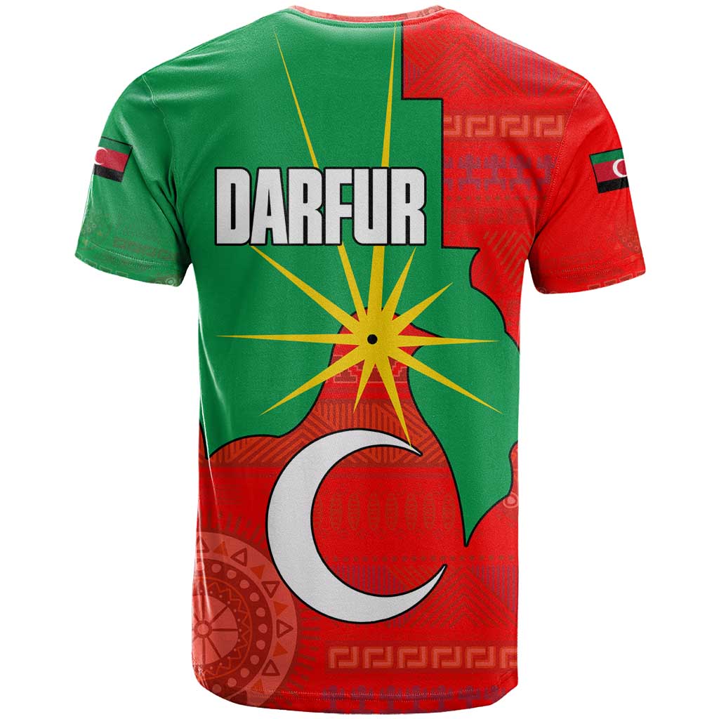 Darfur Sudan T Shirt with Red Green Yellow Crescent Star - Wonder Print Shop