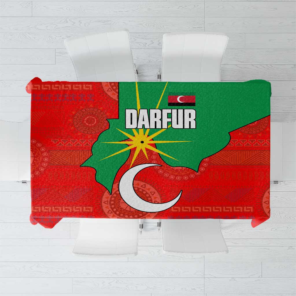 Darfur Sudan Tablecloth with Red Green Yellow Crescent Star - Wonder Print Shop