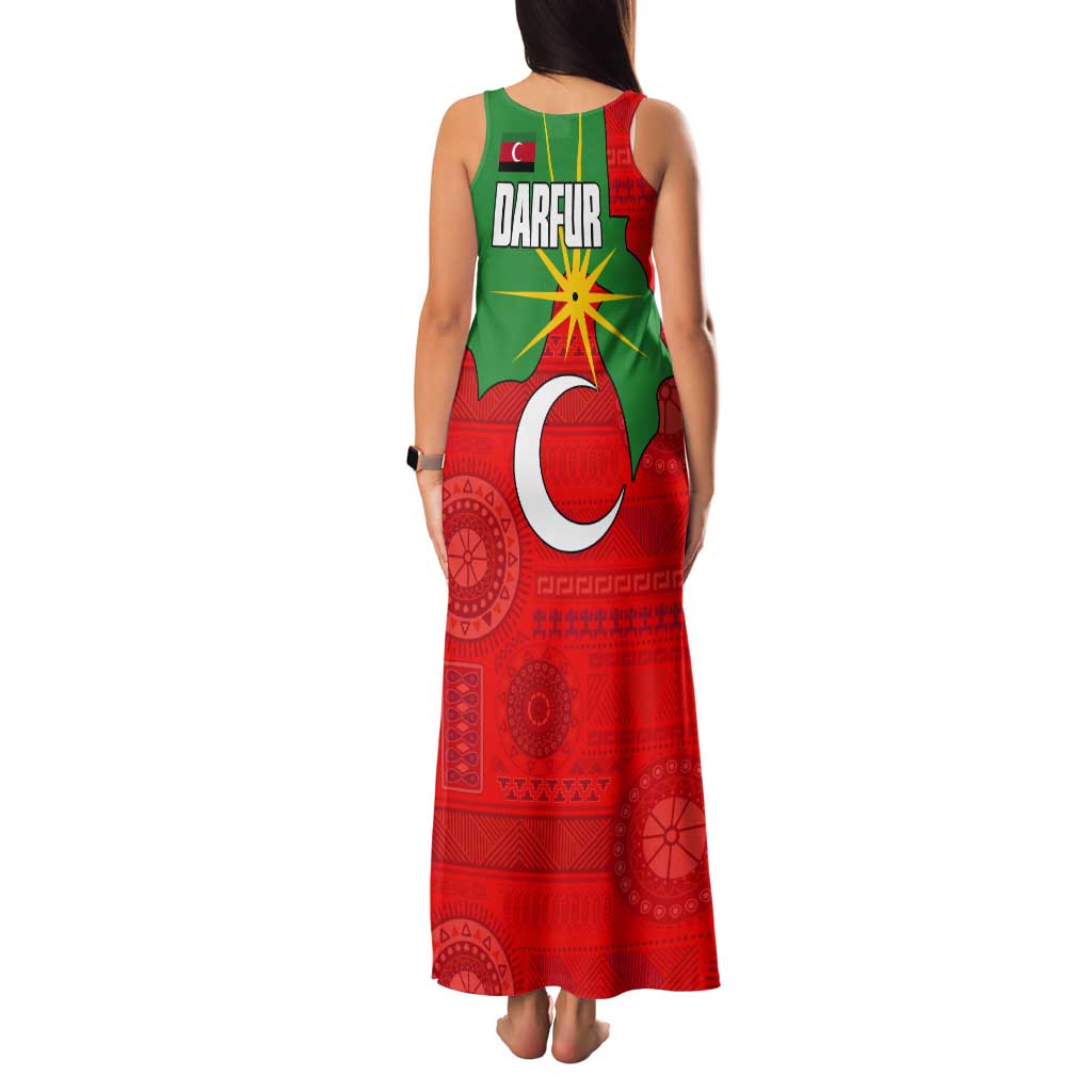 Darfur Sudan Tank Maxi Dress with Red Green Yellow Crescent Star - Wonder Print Shop