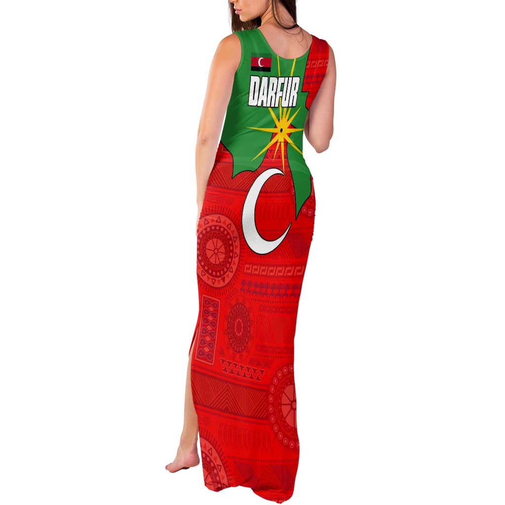 Darfur Sudan Tank Maxi Dress with Red Green Yellow Crescent Star - Wonder Print Shop