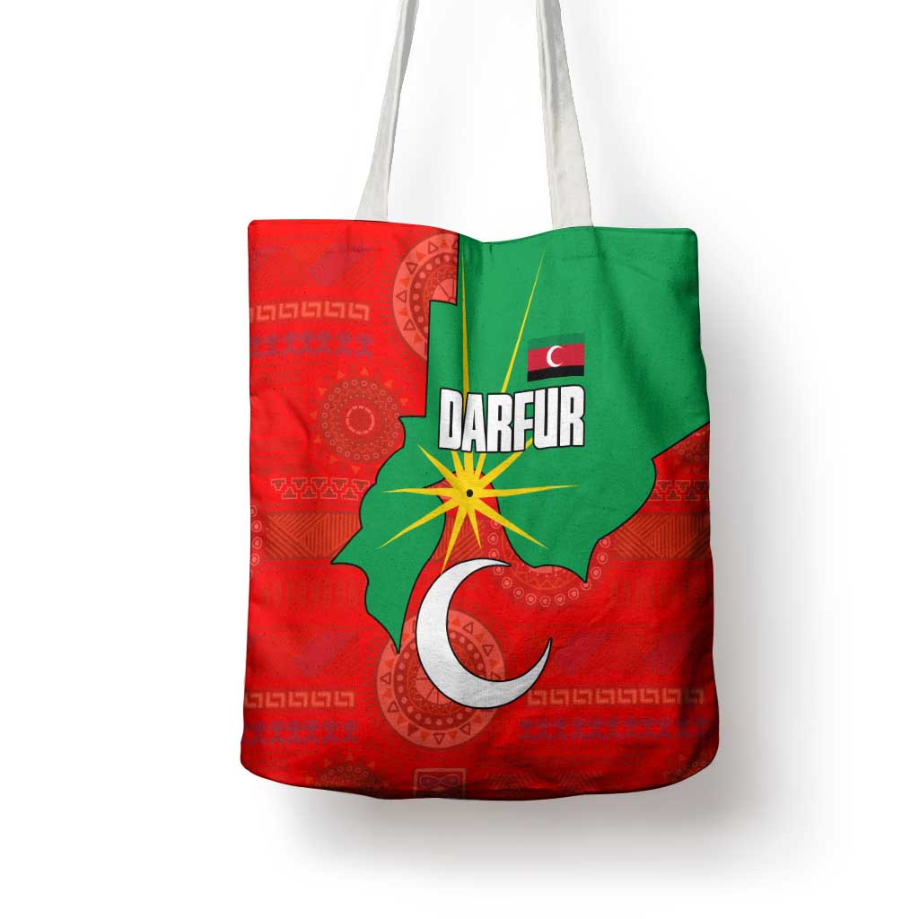 Darfur Sudan Tote Bag with Red Green Yellow Crescent Star - Wonder Print Shop