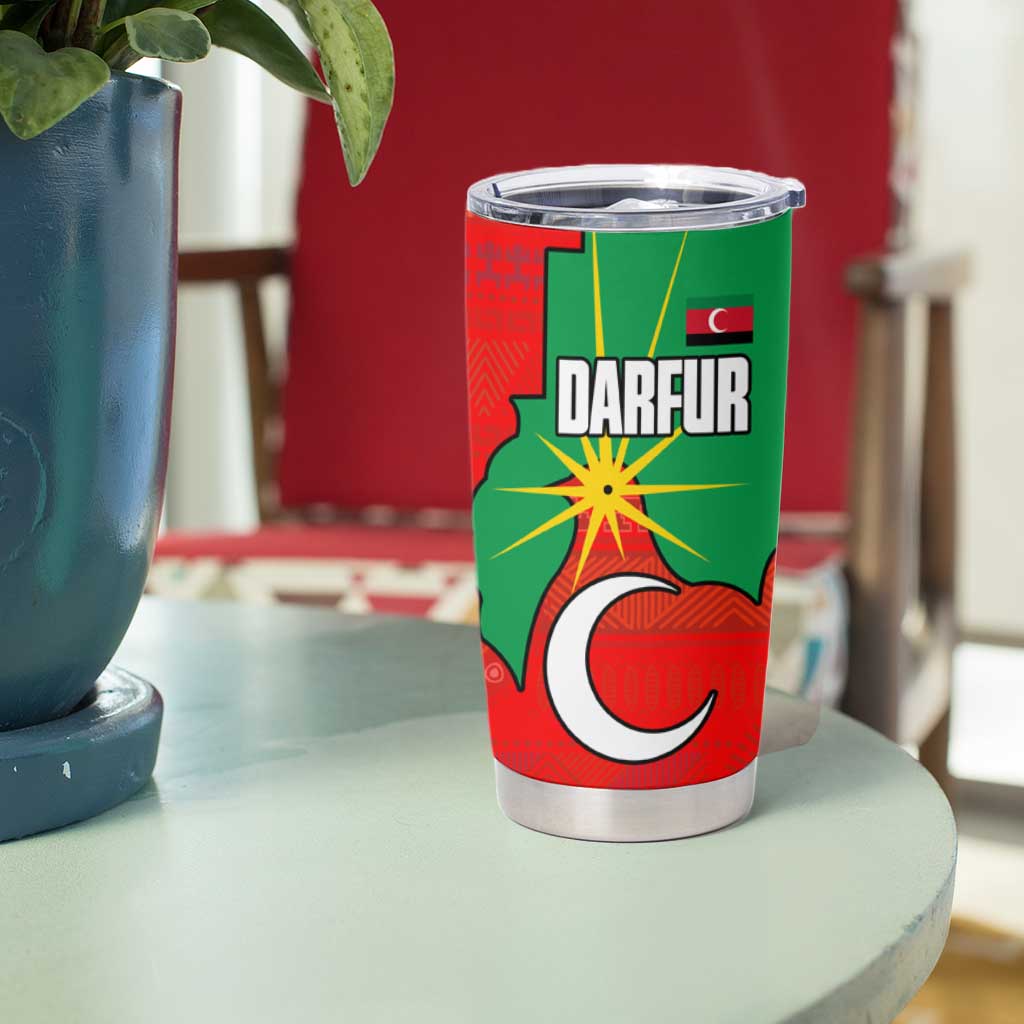Darfur Sudan Tumbler Cup with Red Green Yellow Crescent Star - Wonder Print Shop