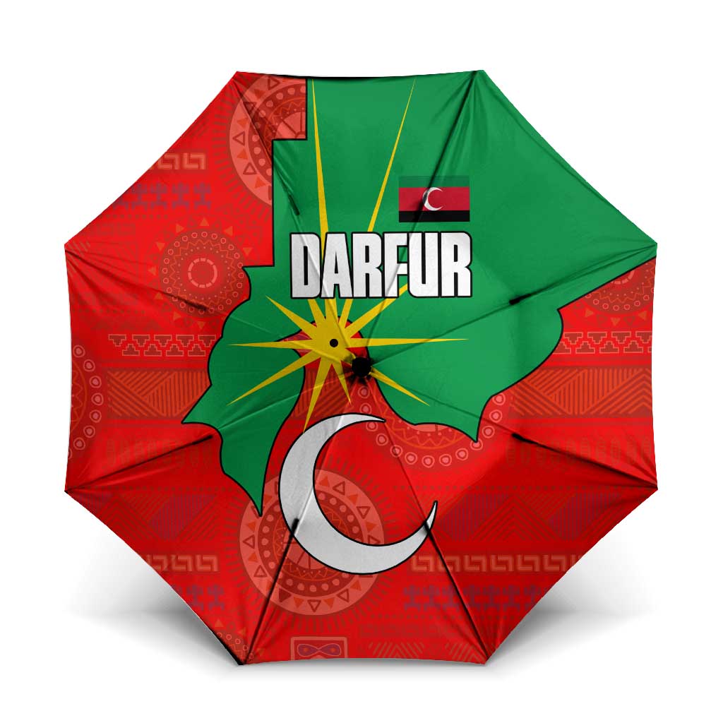 Darfur Sudan Umbrella with Red Green Yellow Crescent Star - Wonder Print Shop
