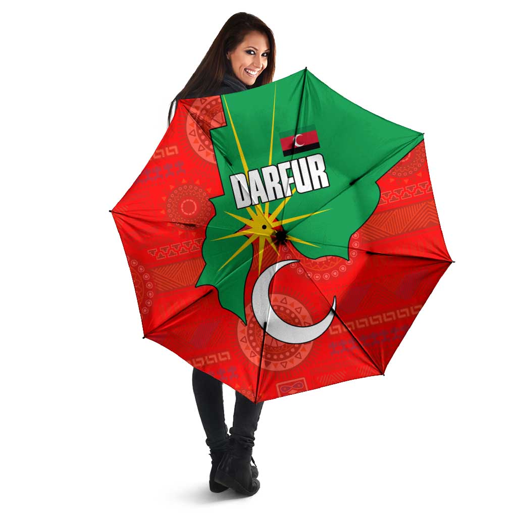 Darfur Sudan Umbrella with Red Green Yellow Crescent Star - Wonder Print Shop