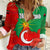 Darfur Sudan Women Casual Shirt with Red Green Yellow Crescent Star - Wonder Print Shop