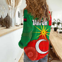 Darfur Sudan Women Casual Shirt with Red Green Yellow Crescent Star - Wonder Print Shop