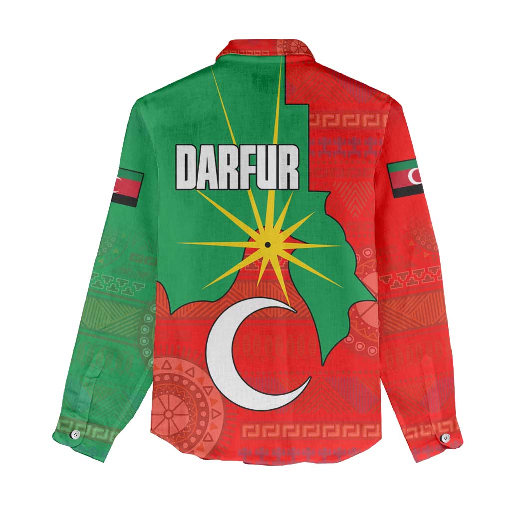 Darfur Sudan Women Casual Shirt with Red Green Yellow Crescent Star - Wonder Print Shop
