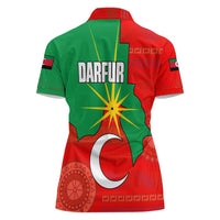 Darfur Sudan Women Polo Shirt with Red Green Yellow Crescent Star - Wonder Print Shop