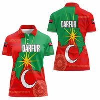 Darfur Sudan Women Polo Shirt with Red Green Yellow Crescent Star - Wonder Print Shop