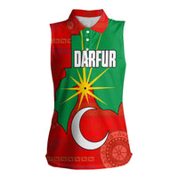 Darfur Sudan Women Sleeveless Polo Shirt with Red Green Yellow Crescent Star - Wonder Print Shop