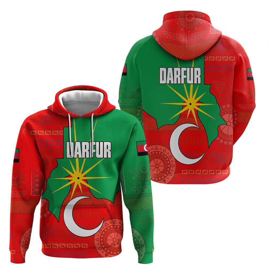 Darfur Sudan Zip Hoodie with Red Green Yellow Crescent Star - Wonder Print Shop