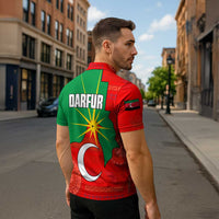 Darfur Sudan Zipper Polo Shirt with Red Green Yellow Crescent Star - Wonder Print Shop
