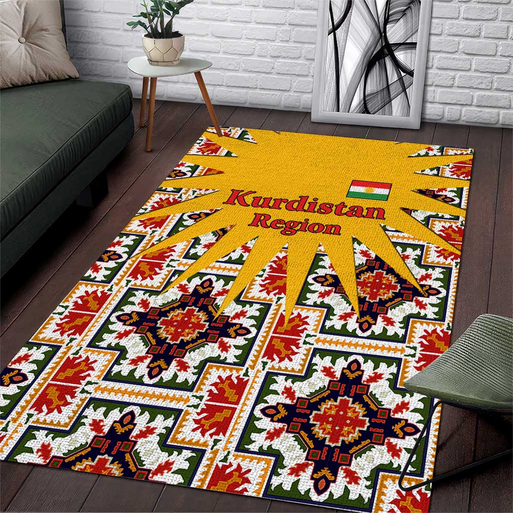 Iraq Kurdistan Region Area Rug Traditional Pattern Yellow Red Green - Wonder Print Shop