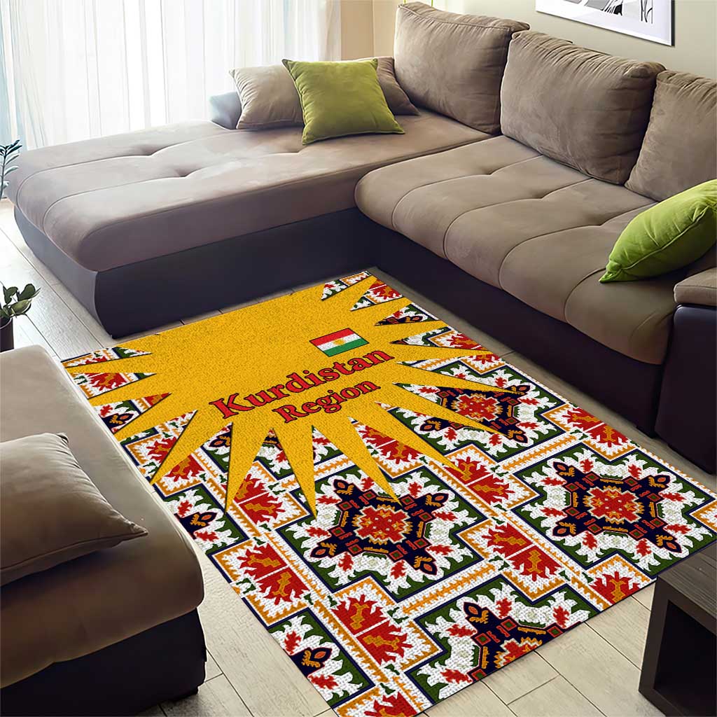 Iraq Kurdistan Region Area Rug Traditional Pattern Yellow Red Green - Wonder Print Shop
