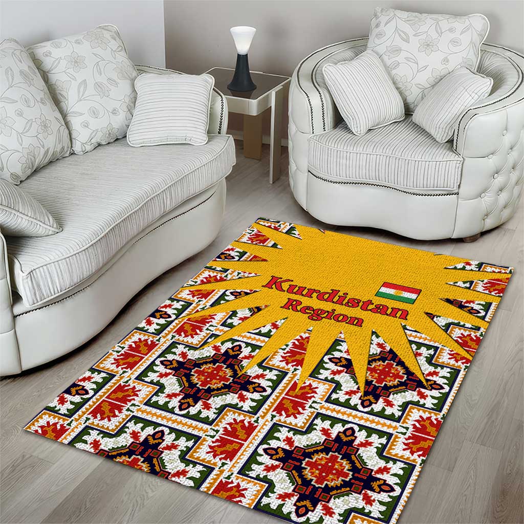 Iraq Kurdistan Region Area Rug Traditional Pattern Yellow Red Green - Wonder Print Shop