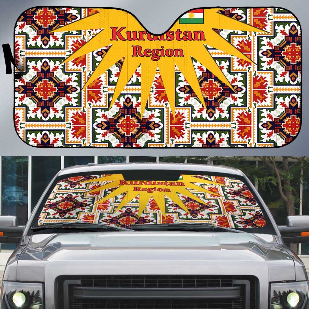 Iraq Kurdistan Region Auto Sun Shade Traditional Pattern Yellow Red Green - Wonder Print Shop