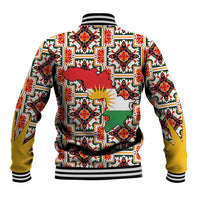 Iraq Kurdistan Region Baseball Jacket Traditional Pattern Yellow Red Green - Wonder Print Shop