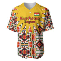Iraq Kurdistan Region Baseball Jersey Traditional Pattern Yellow Red Green - Wonder Print Shop