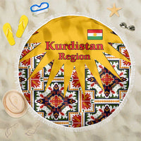 Iraq Kurdistan Region Beach Blanket Traditional Pattern Yellow Red Green - Wonder Print Shop
