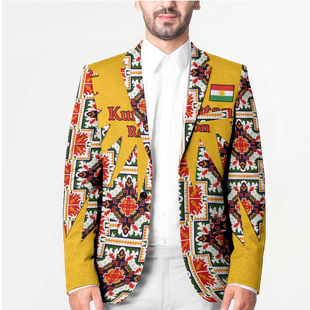 Iraq Kurdistan Region Blazer Traditional Pattern Yellow Red Green - Wonder Print Shop