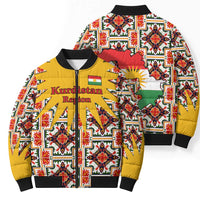 Iraq Kurdistan Region Bomber Puffer Jacket Traditional Pattern Yellow Red Green - Wonder Print Shop