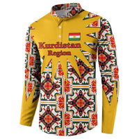 Iraq Kurdistan Region Button Sweatshirt Traditional Pattern Yellow Red Green - Wonder Print Shop