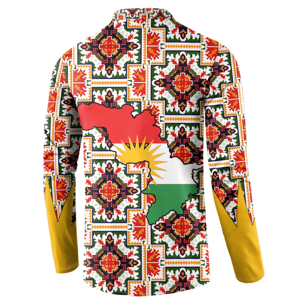 Iraq Kurdistan Region Button Sweatshirt Traditional Pattern Yellow Red Green - Wonder Print Shop