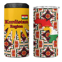 Iraq Kurdistan Region 4 in 1 Can Cooler Tumbler Traditional Pattern Yellow Red Green - Wonder Print Shop