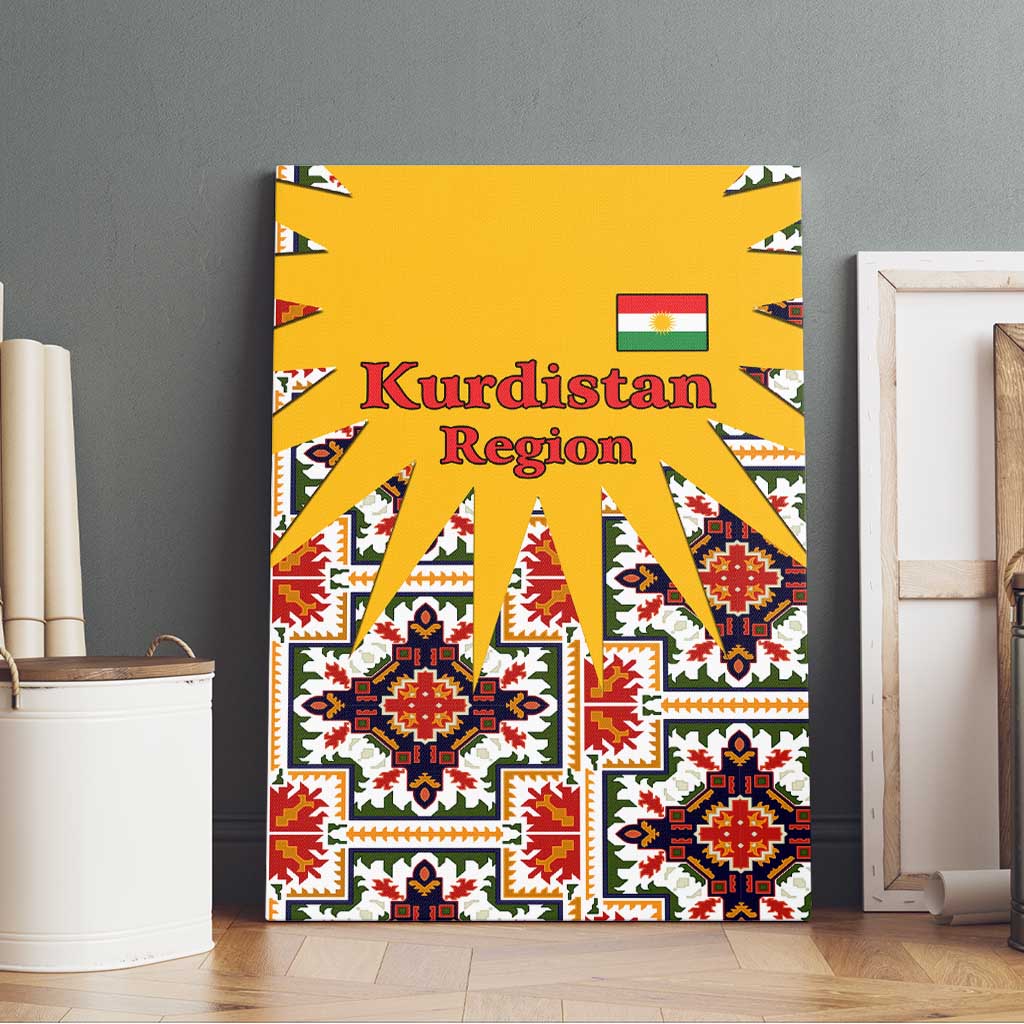 Iraq Kurdistan Region Canvas Wall Art Traditional Pattern Yellow Red Green - Wonder Print Shop