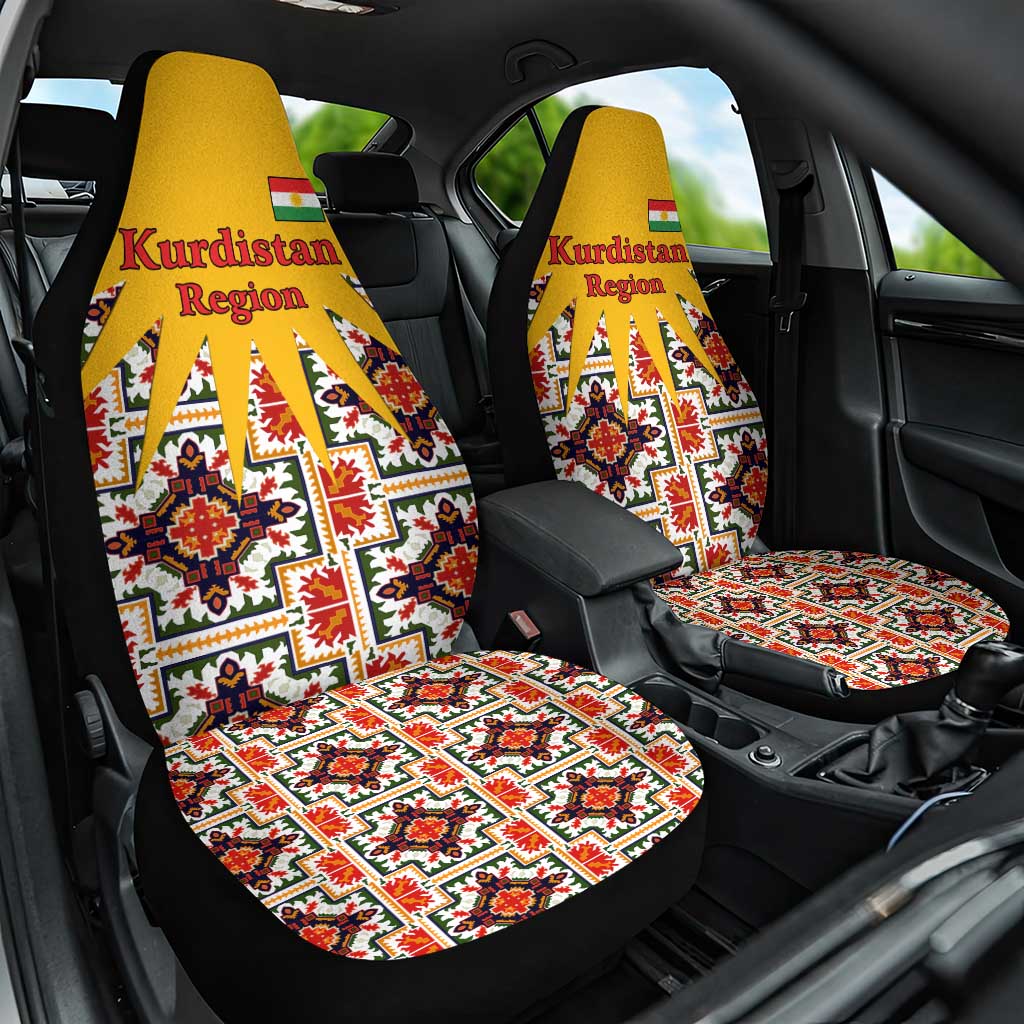 Iraq Kurdistan Region Car Seat Cover Traditional Pattern Yellow Red Green - Wonder Print Shop