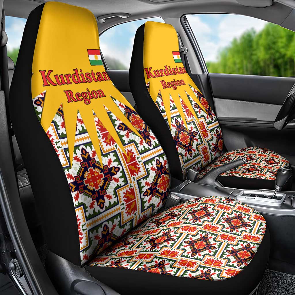 Iraq Kurdistan Region Car Seat Cover Traditional Pattern Yellow Red Green - Wonder Print Shop
