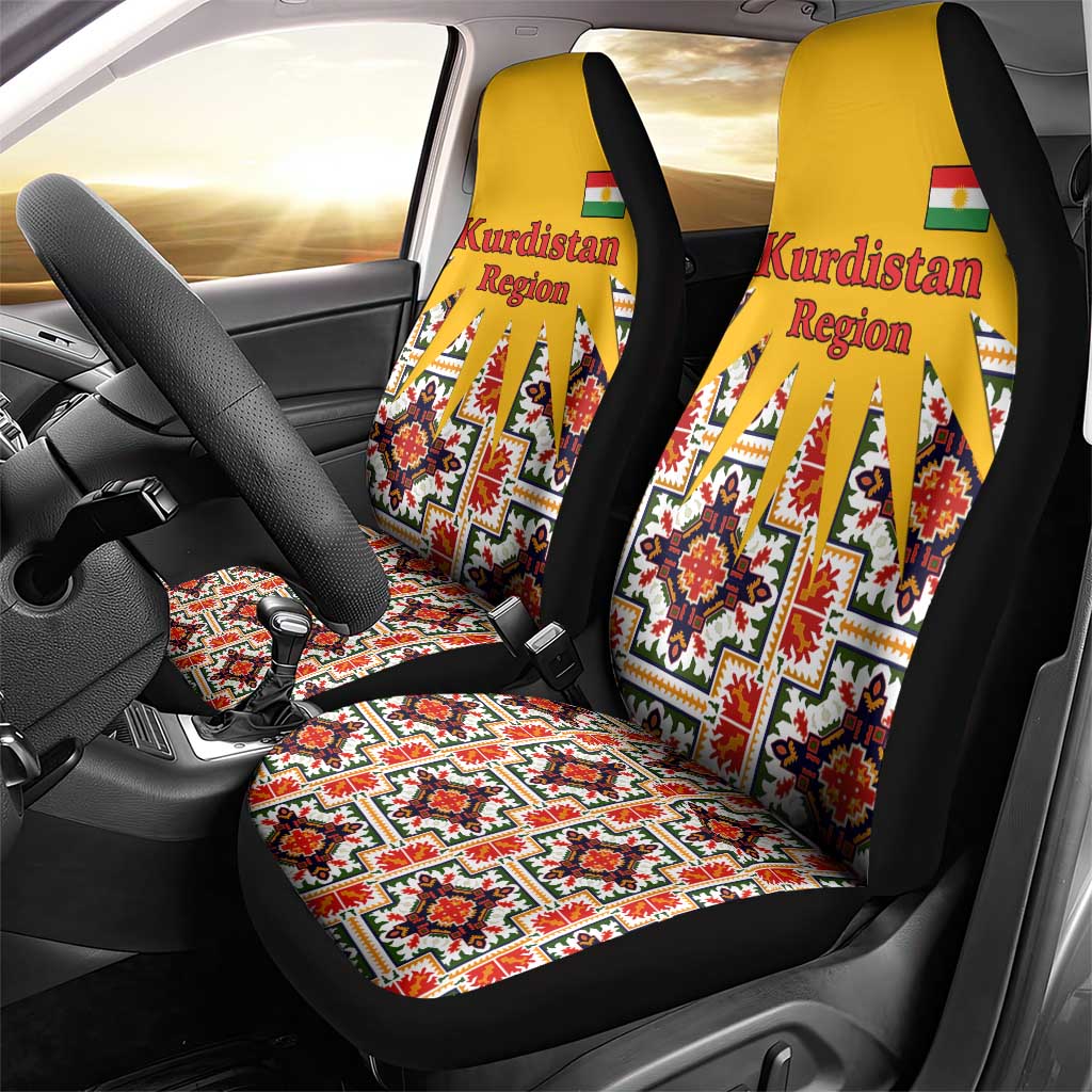 Iraq Kurdistan Region Car Seat Cover Traditional Pattern Yellow Red Green - Wonder Print Shop