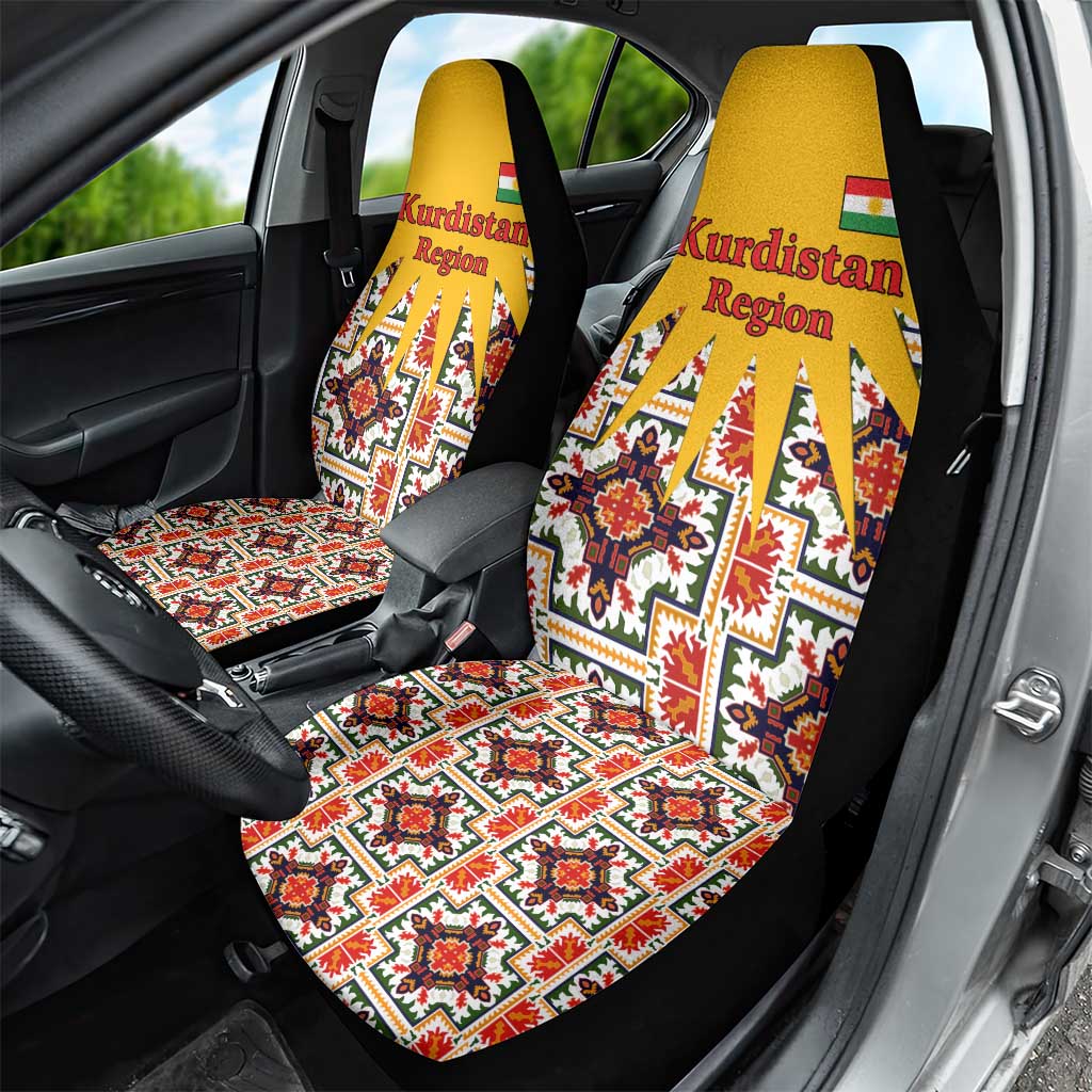 Iraq Kurdistan Region Car Seat Cover Traditional Pattern Yellow Red Green - Wonder Print Shop