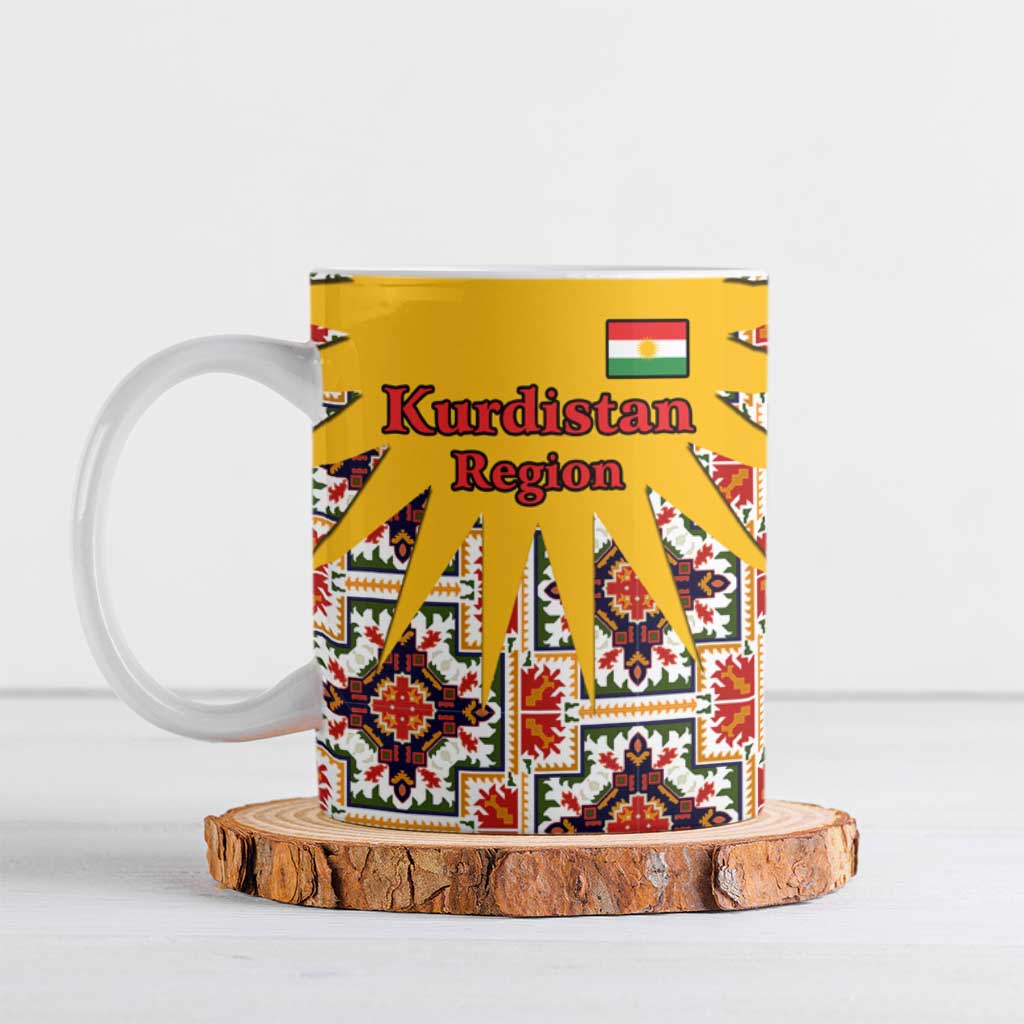 Iraq Kurdistan Region Ceramic Mug Traditional Pattern Yellow Red Green - Wonder Print Shop