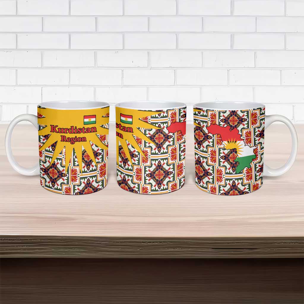 Iraq Kurdistan Region Ceramic Mug Traditional Pattern Yellow Red Green - Wonder Print Shop