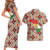 Iraq Kurdistan Region Couples Matching Short Sleeve Bodycon Dress and Hawaiian Shirt Traditional Pattern Yellow Red Green - Wonder Print Shop