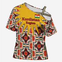 Iraq Kurdistan Region Cross Shoulder Shirt Traditional Pattern Yellow Red Green - Wonder Print Shop
