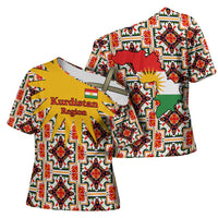 Iraq Kurdistan Region Cross Shoulder Shirt Traditional Pattern Yellow Red Green - Wonder Print Shop