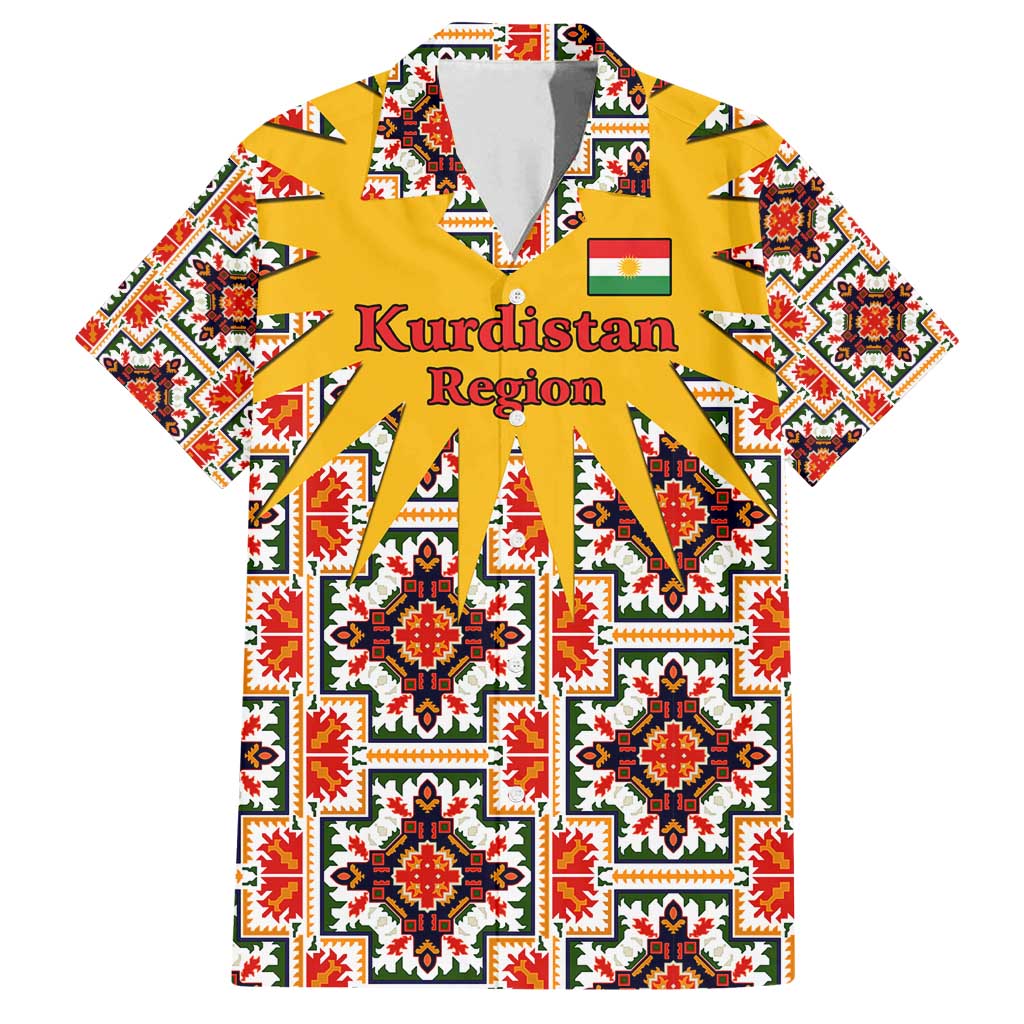 Iraq Kurdistan Region Family Matching Long Sleeve Bodycon Dress and Hawaiian Shirt Traditional Pattern Yellow Red Green - Wonder Print Shop