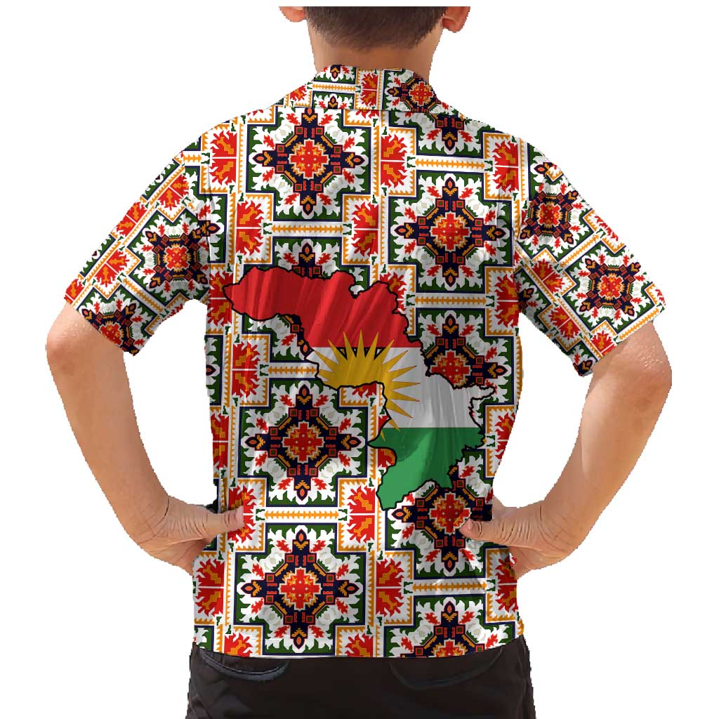 Iraq Kurdistan Region Family Matching Mermaid Dress and Hawaiian Shirt Traditional Pattern Yellow Red Green - Wonder Print Shop