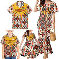 Iraq Kurdistan Region Family Matching Mermaid Dress and Hawaiian Shirt Traditional Pattern Yellow Red Green - Wonder Print Shop