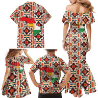 Iraq Kurdistan Region Family Matching Mermaid Dress and Hawaiian Shirt Traditional Pattern Yellow Red Green - Wonder Print Shop