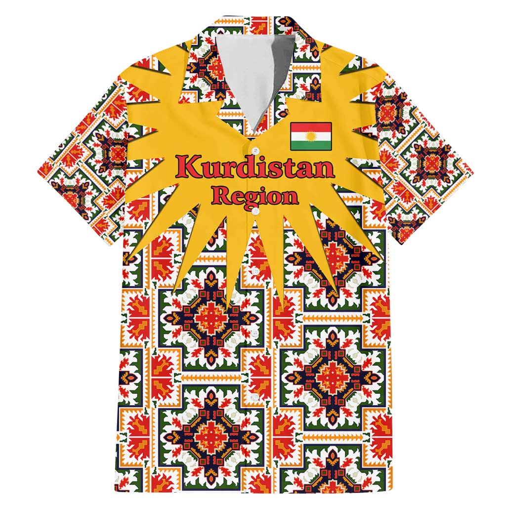 Iraq Kurdistan Region Family Matching Mermaid Dress and Hawaiian Shirt Traditional Pattern Yellow Red Green - Wonder Print Shop