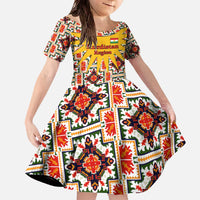 Iraq Kurdistan Region Family Matching Off The Shoulder Long Sleeve Dress and Hawaiian Shirt Traditional Pattern Yellow Red Green - Wonder Print Shop